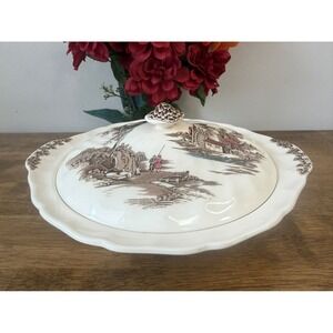 Johnson Brothers Old Mill Covered Vegetable‎ Bowl Transferware England Vintage